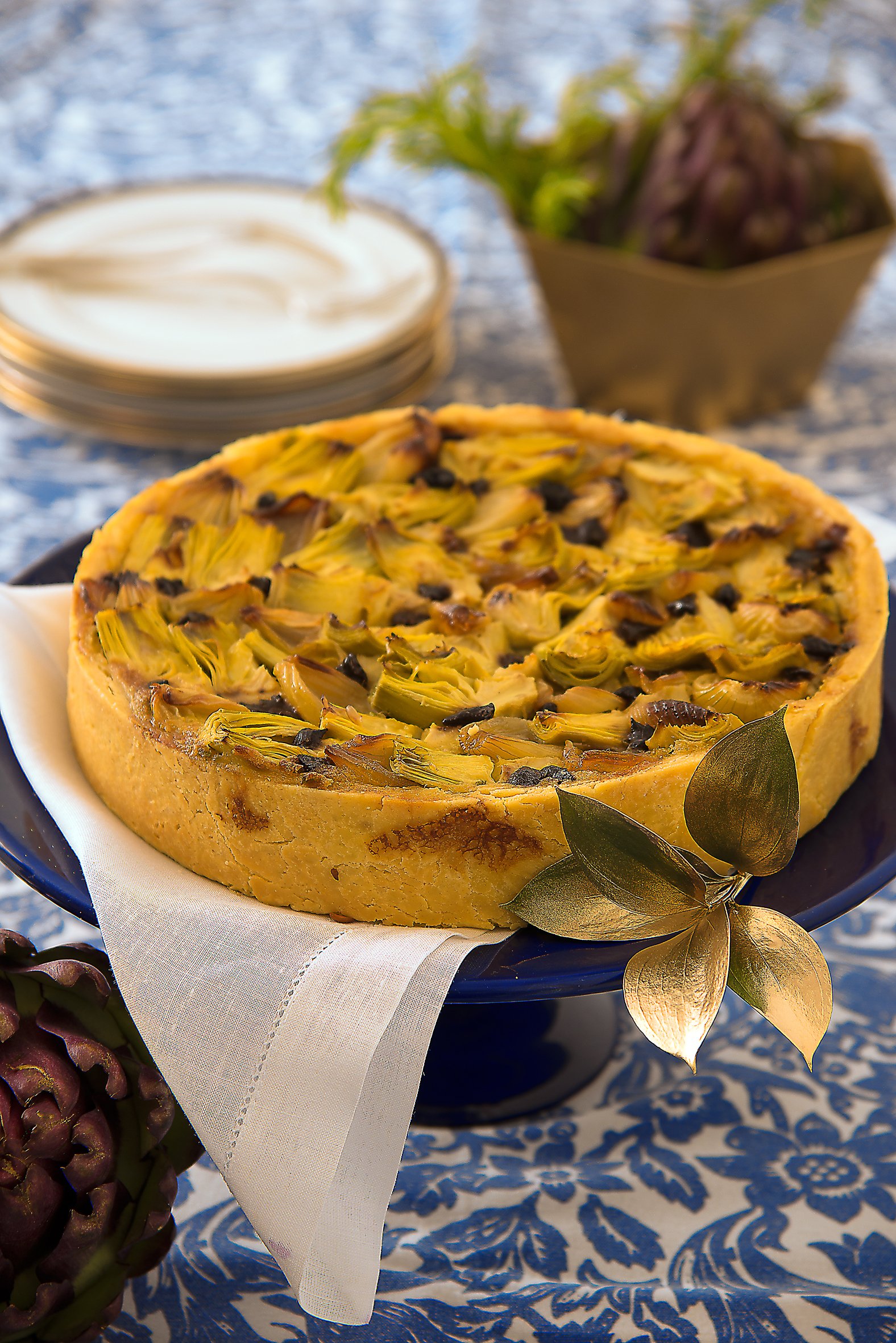 Torta de alcachofra com tapenade